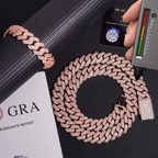 15MM S925 Silver 4 Rows VVS Moissanite EDG Cuban Link Chain