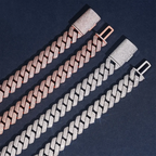 15MM S925 Silver 4 Rows VVS Moissanite EDG Cuban Link Chain