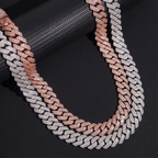 15MM S925 Silver 4 Rows VVS Moissanite EDG Cuban Link Chain