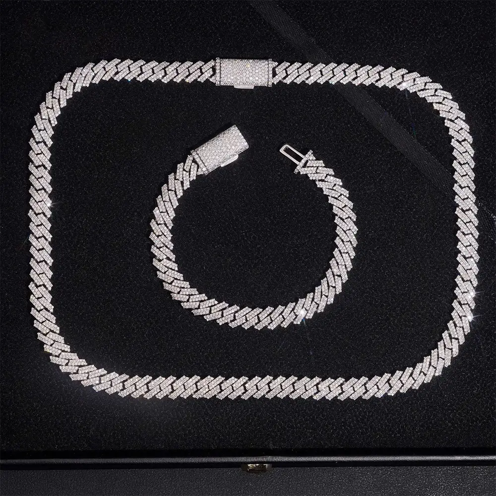 8mm 2 Rows Hip Hop EDG VVS Moissanite Cuban Link Chain
