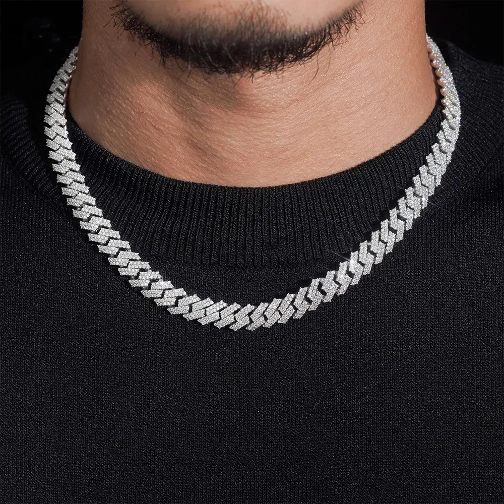 8MM S925 Silver 2 Rows Hip Hop VVS Moissanite EDG Cuban Link Chain Main image