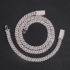 8MM S925 Silver 2 Rows Hip Hop VVS Moissanite EDG Cuban Link Chain