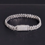 8MM S925 Silver 2 Rows Hip Hop VVS Moissanite EDG Cuban Link Chain