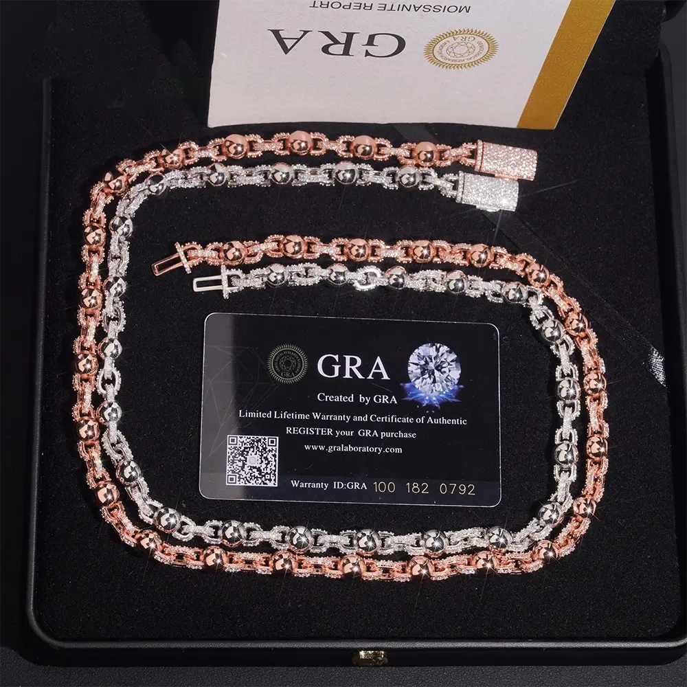 8MM VVS Moissanite Ball Chain Rosary Necklace