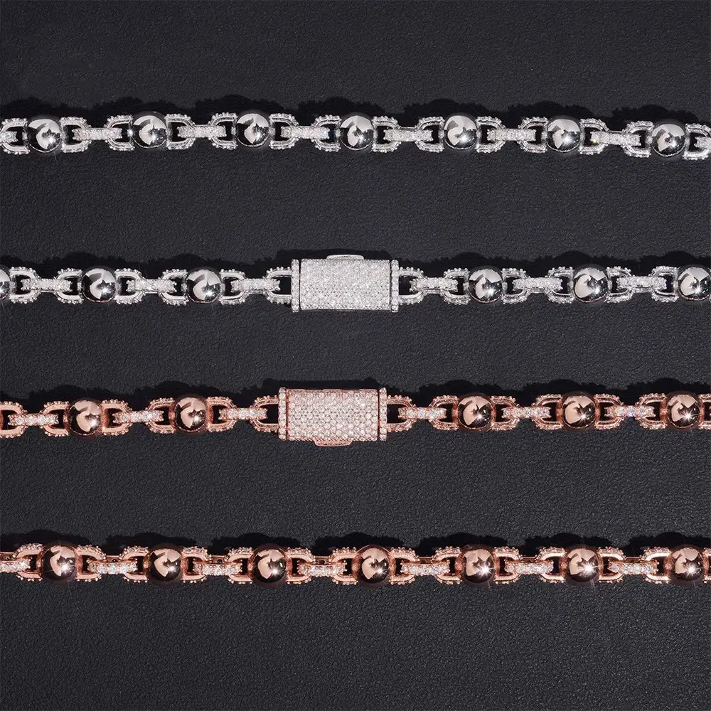 8MM VVS Moissanite Ball Chain Rosary Necklace