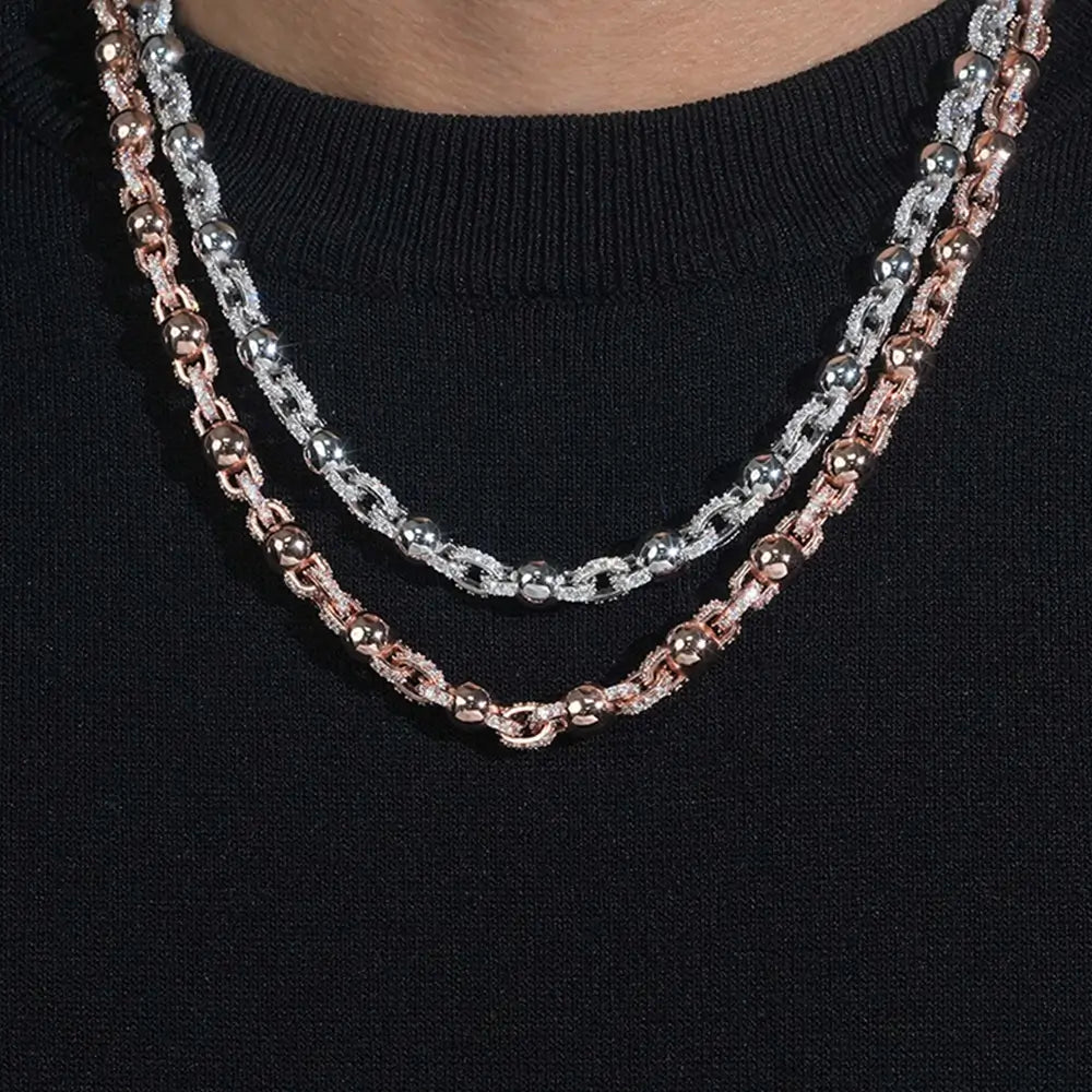 8MM S925 Silver VVS Moissanite Ball Chain Rosary Necklace Main image