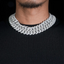 Double-layer iced out Cuban link chain necklace with rhinestones on black shirt