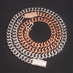 12.6MM S925 Silver 2 Rows Miami VVS Moissanite Cuban Link Chain