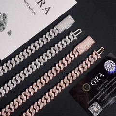 12.6MM 2 Rows Miami VVS Moissanite Cuban Link Chain