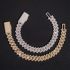 10MM 2 Rows Full VVS Moissanite Edge Cuban Link Chain