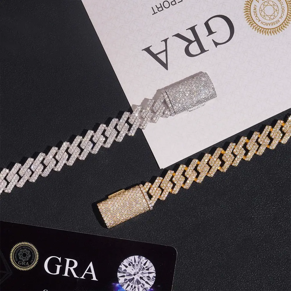 2026 New 13MM 2 Rows Full VVS Moissanite Edge Cuban Link Chain