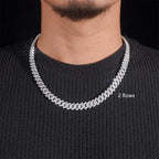10MM 2 Rows Full VVS Moissanite Edge Cuban Link Chain