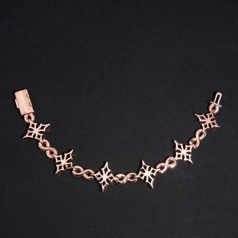 925 Silver VVS Moissanite Cross Infinity Cuban Link Chain Bracelet