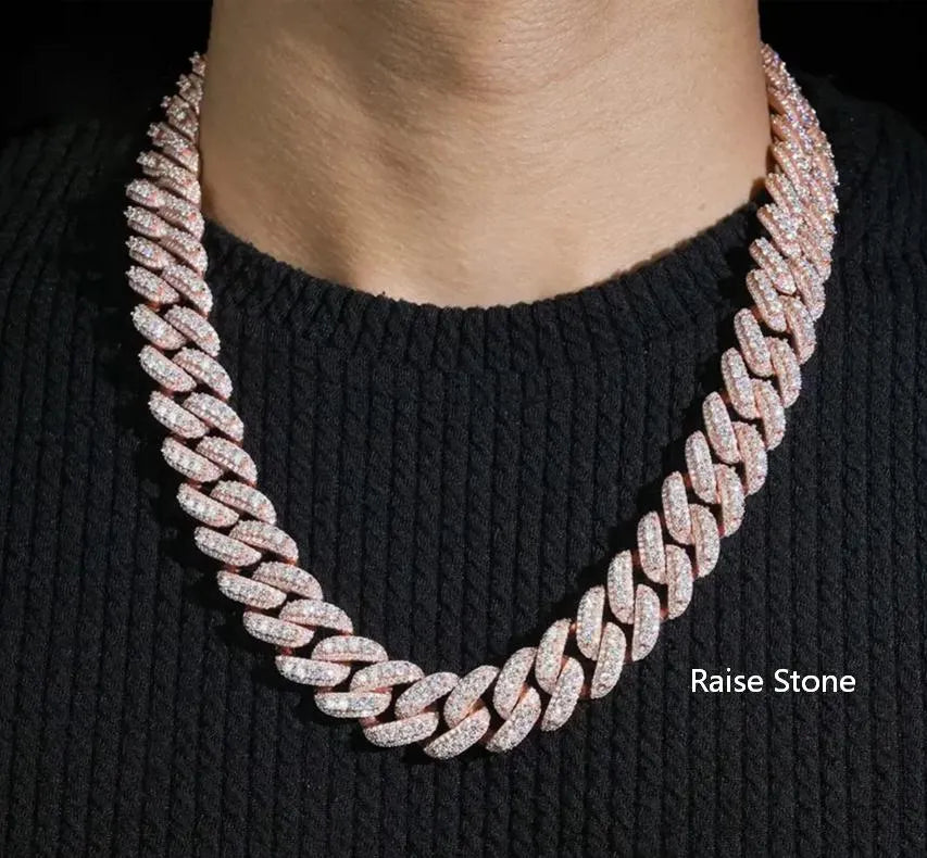 2026 New 18MM Mosaic/Raise Setting VVS Moissanite Cuban Chain