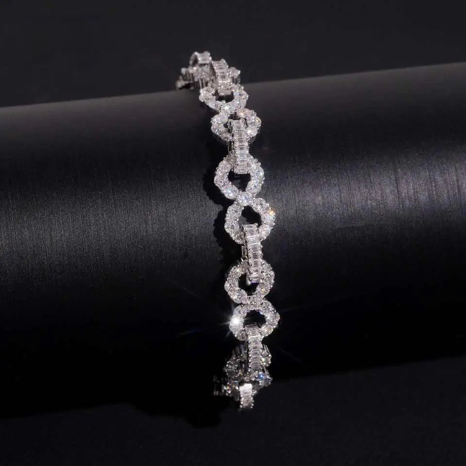 8MM VVS Moissanite Infinity Bracelet S925 Silver