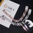 13MM S925 Silver Infinity Cross VVS Moissanite Cuban Link Chain Bracelet