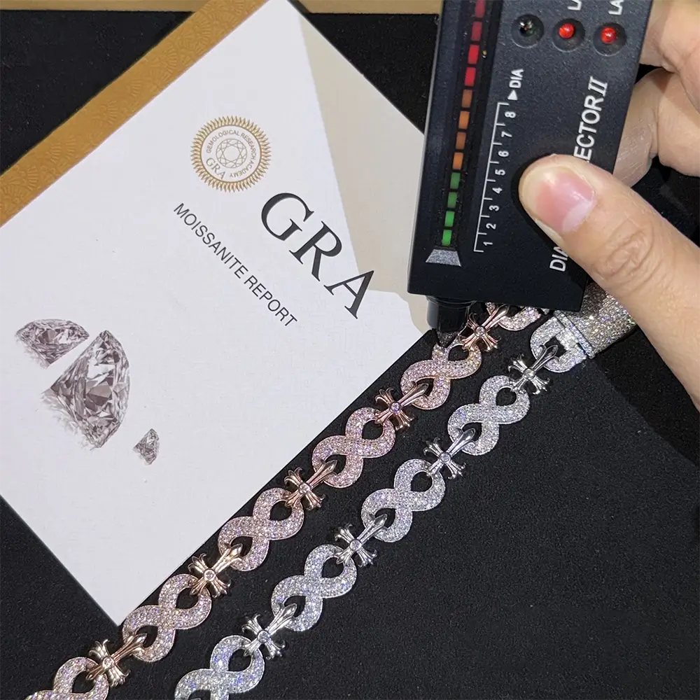 13MM Infinity Cross VVS Moissanite Cuban Link Chain Bracelet