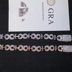 13MM S925 Silver Infinity Cross VVS Moissanite Cuban Link Chain Bracelet