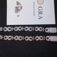 13MM Infinity Cross VVS Moissanite Cuban Link Chain Bracelet