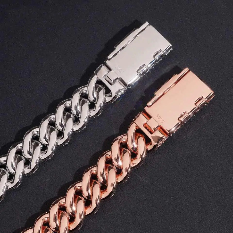 18MM Mosaic Upside Down VVS Moissanite Cuban Chain Bracelet