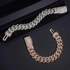 18MM Mosaic Upside Down VVS Moissanite Cuban Chain Bracelet