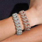 18MM Mosaic Upside Down VVS Moissanite Cuban Chain Bracelet