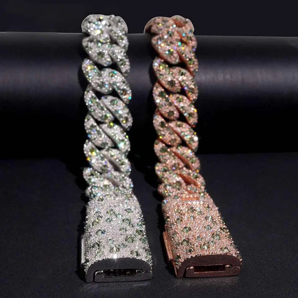 18MM Mosaic Upside Down VVS Moissanite Cuban Chain Bracelet