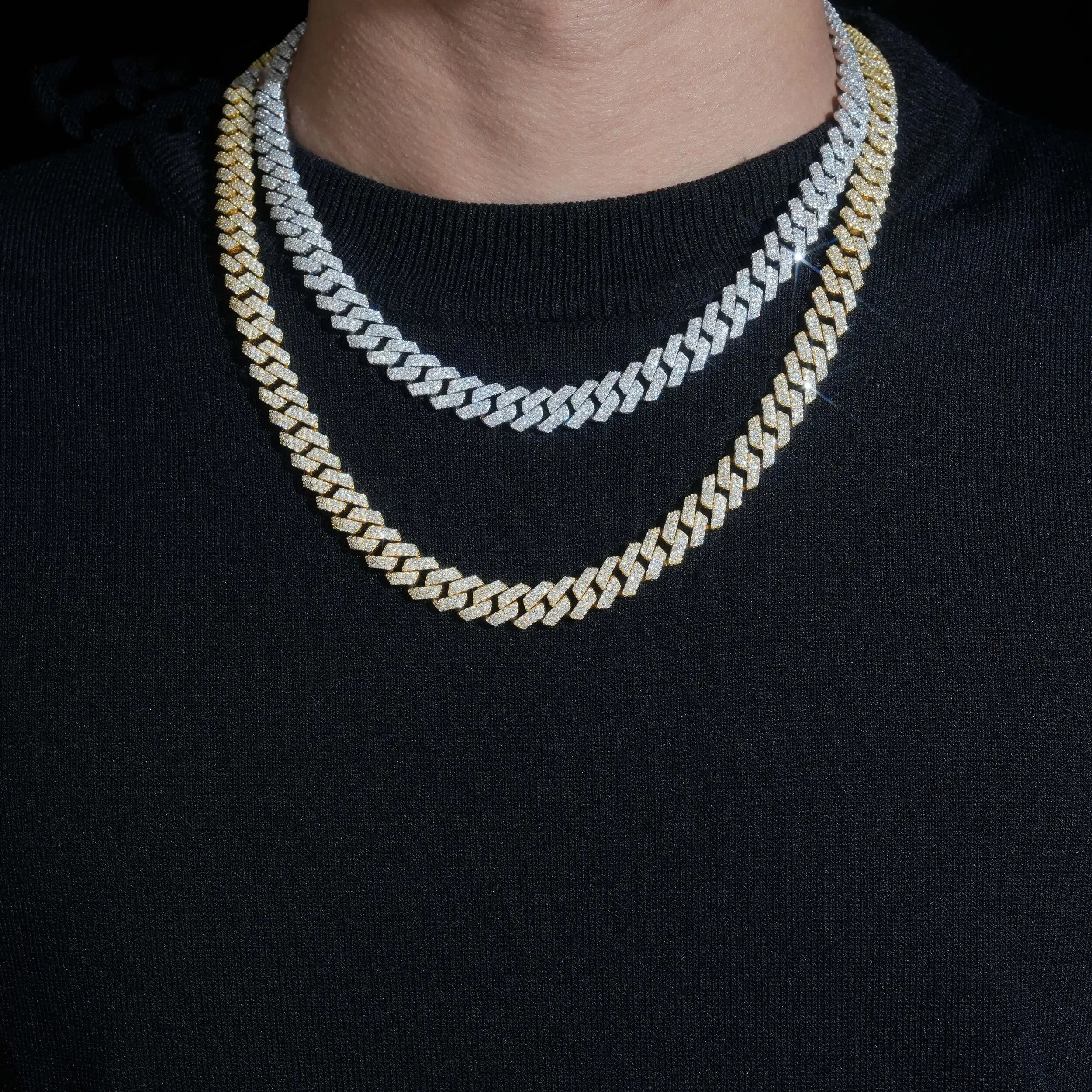 2026 New 10MM 2 Rows VVS Moissanite Edge Cuban Link Chain Necklace