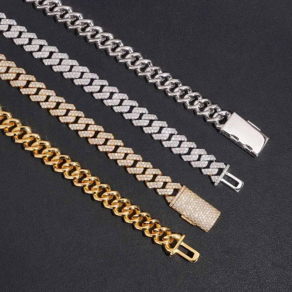 2026 New 10MM 2 Rows VVS Moissanite Edge Cuban Link Chain Necklace