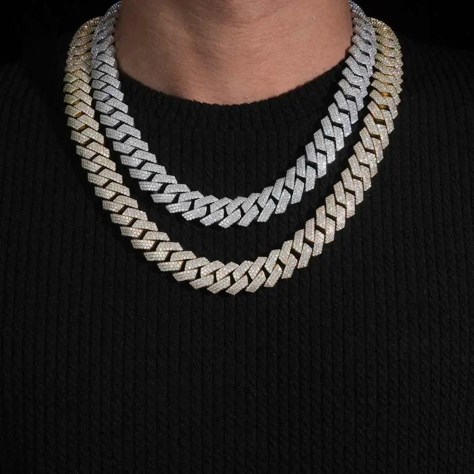 2026 New 16MM 3 Rows VVS Moissanite Cuban Link Chain Necklace