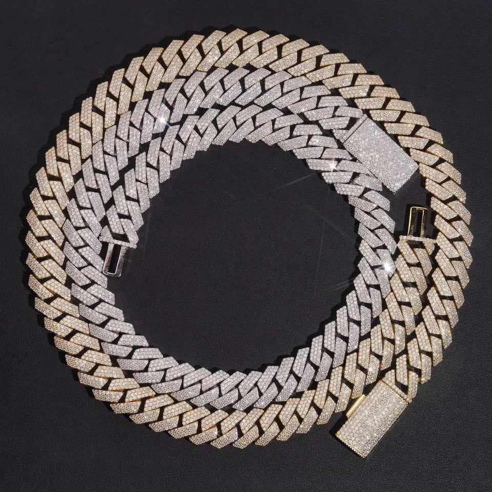 2026 New 16MM 3 Rows VVS Moissanite Cuban Link Chain Necklace