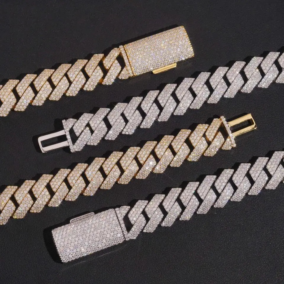 2026 New 16MM 3 Rows VVS Moissanite Cuban Link Chain Necklace