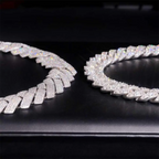 2026 New 23MM S925 Silver VVS Moissanite Cuban Link Chain Necklace