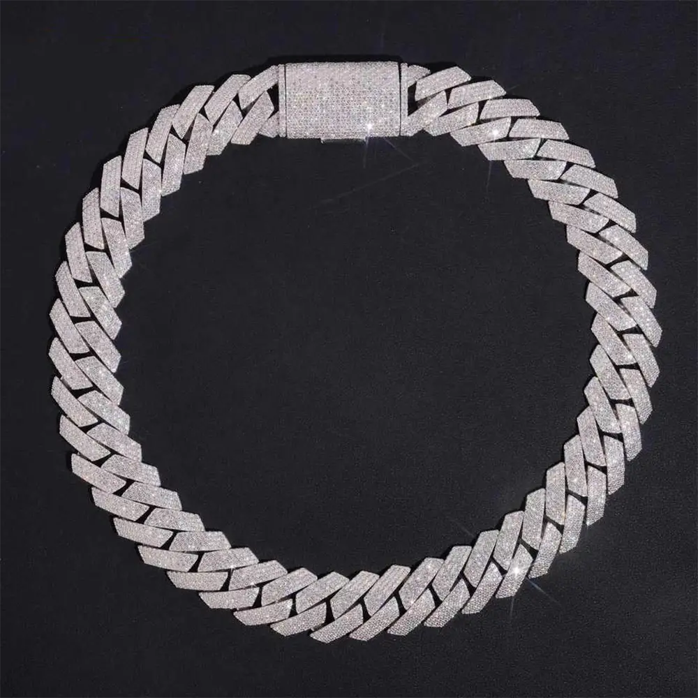 2026 New 23MM S925 Silver VVS Moissanite Cuban Link Chain Necklace Secondary image