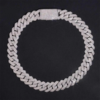 2026 New 23MM S925 Silver VVS Moissanite Cuban Link Chain Necklace