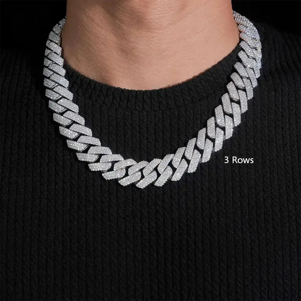 2026 New 20MM S925 Silver 3 Rows/4 Rows VVS Moissanite Cuban Chain Secondary image