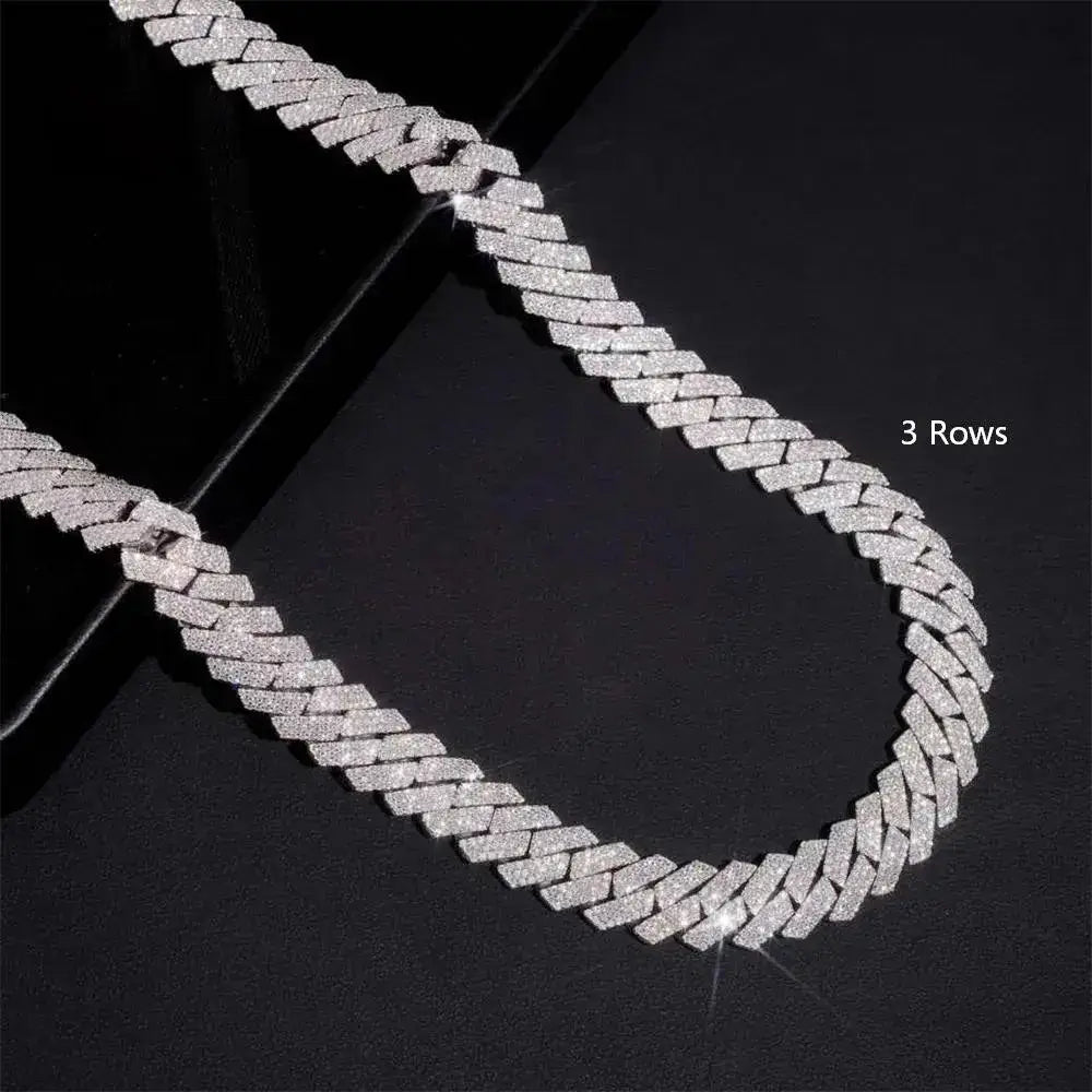 2026 New 13MM S925 Silver 2/3 Rows VVS Moissanite Cuban Chain Necklace Secondary image