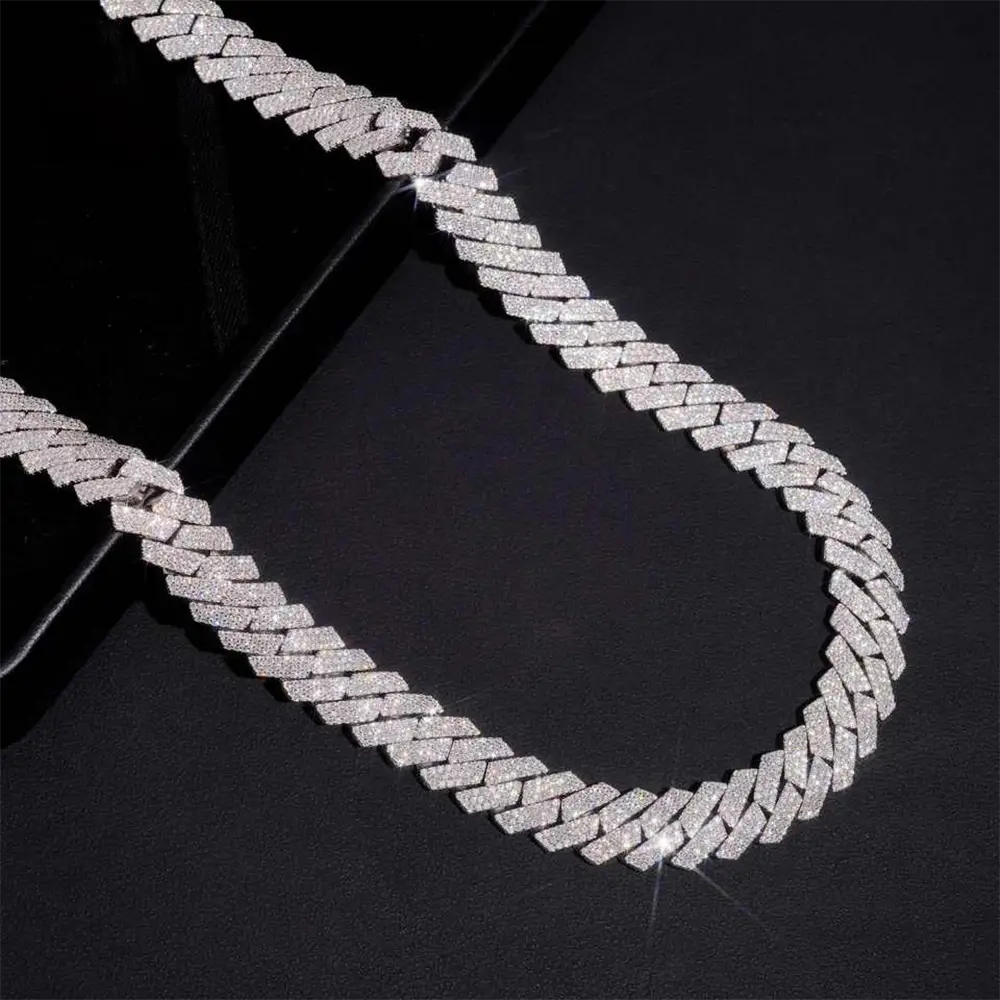 2026 New 13MM 3 Rows VVS Moissanite Cuban Link Chain Necklace