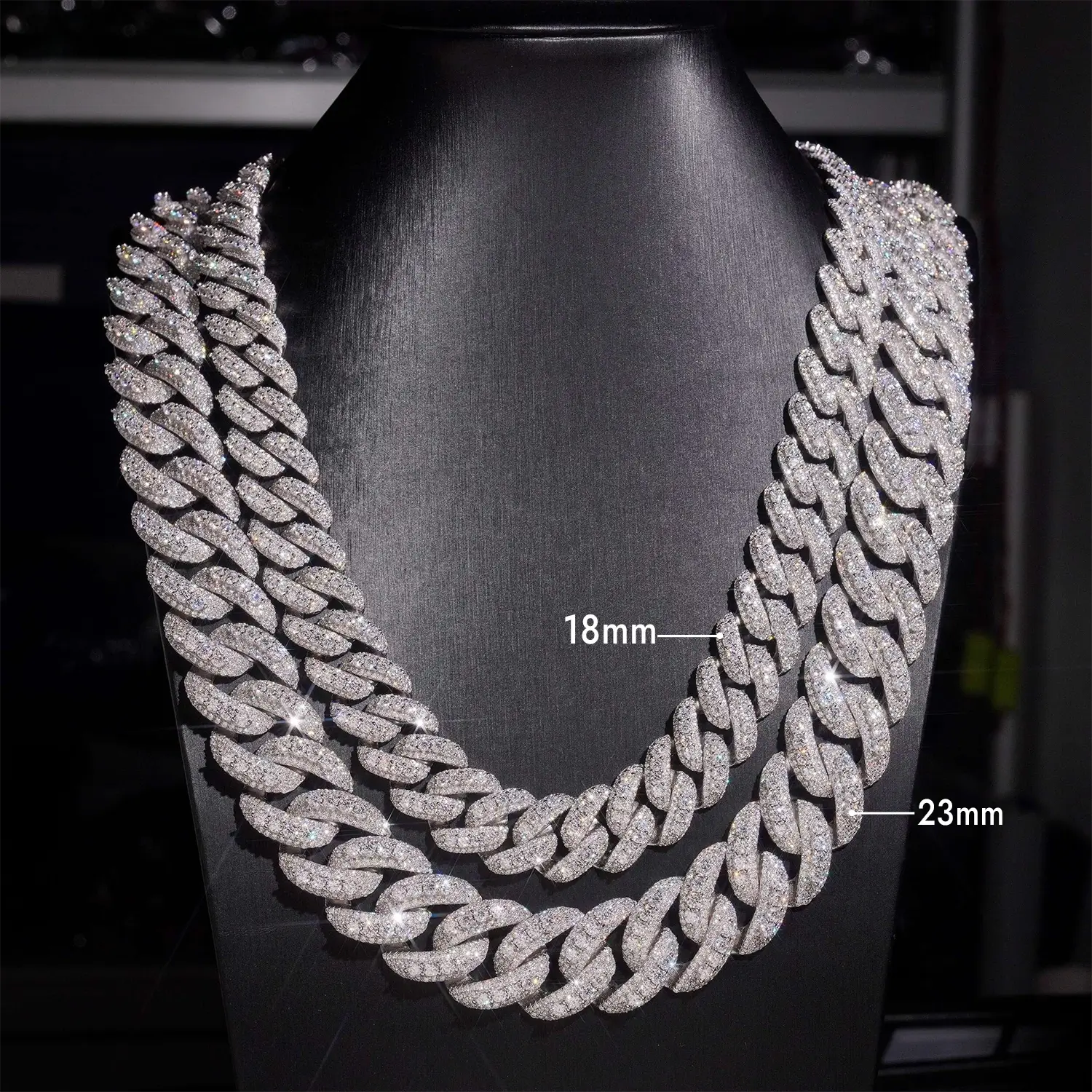 2026 New Raise Stone S925 Silver  VVS Moissanite Cuban Chain Necklace