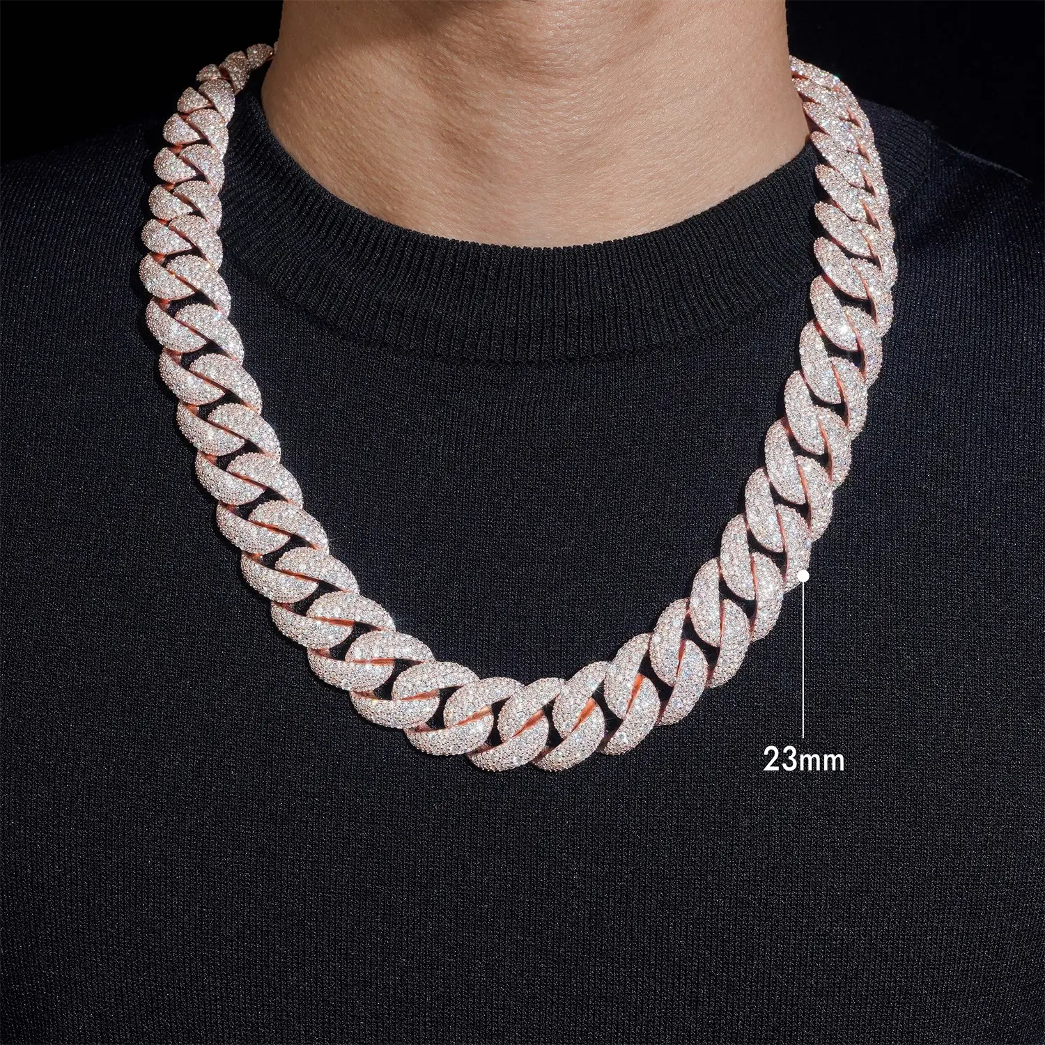 2026 New Mosaic Setting S925 Silver VVS Moissanite Cuban Link Chain Necklace Secondary image
