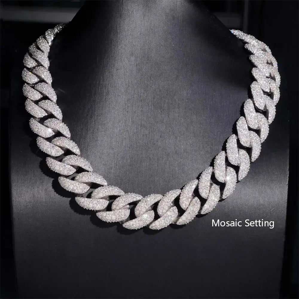 2026 New 23MM Mosaic/Raise Setting VVS Moissanite Cuban Chain