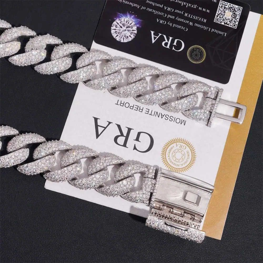 2026 New 23MM Mosaic/Raise Setting VVS Moissanite Cuban Chain