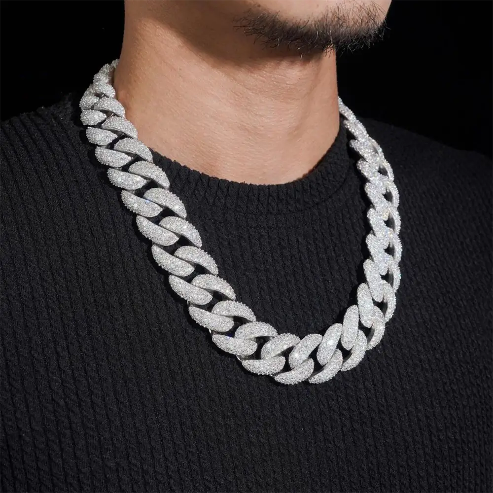 2026 New 23MM Mosaic/Raise Setting VVS Moissanite Cuban Chain