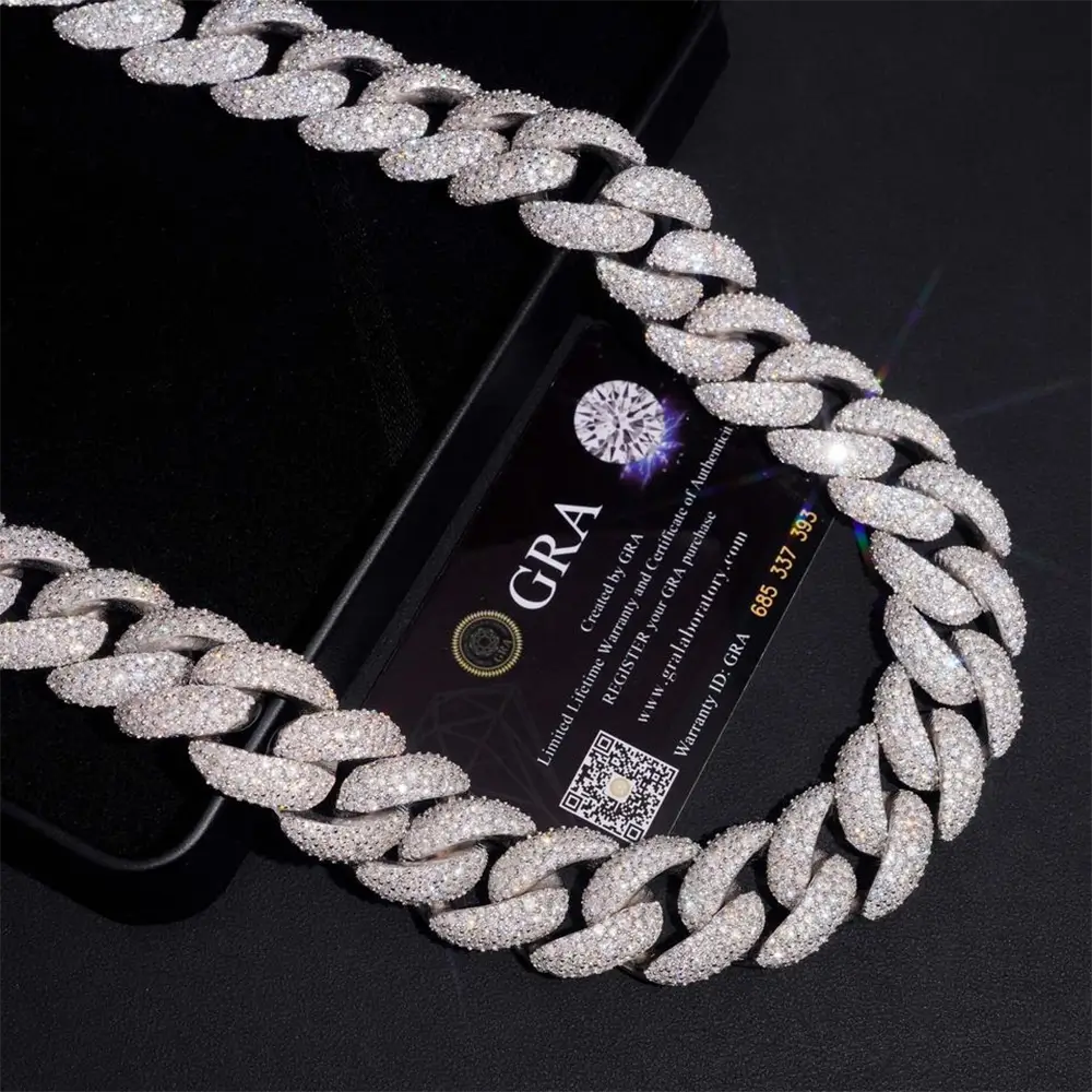 2026 New 23MM Mosaic/Raise Setting VVS Moissanite Cuban Chain