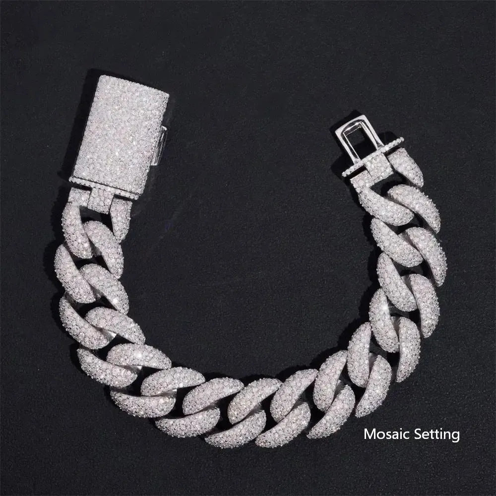 2026 New 20MM Mosaic/Raise Setting VVS Moissanite Cuban Chain
