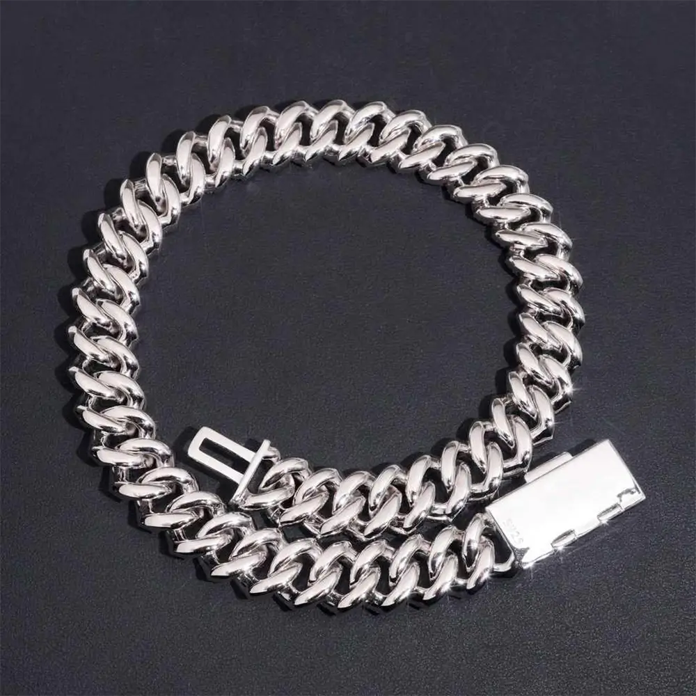 2026 New 15MM S925 Silver 3/4 Rows VVS Moissanite Cuban Chain