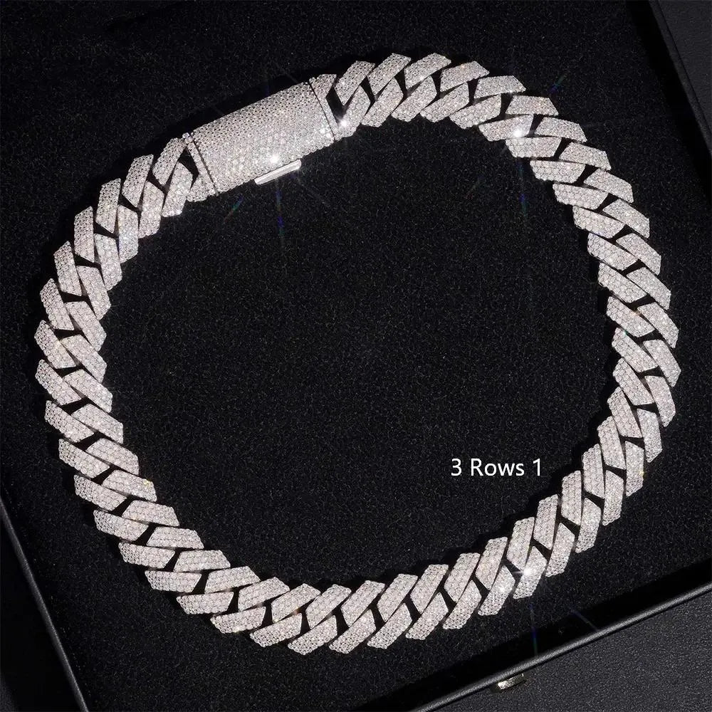 2026 New 15MM S925 Silver 3/4 Rows VVS Moissanite Cuban Chain Secondary image