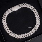 2026 New 15MM S925 Silver 3/4 Rows VVS Moissanite Cuban Chain