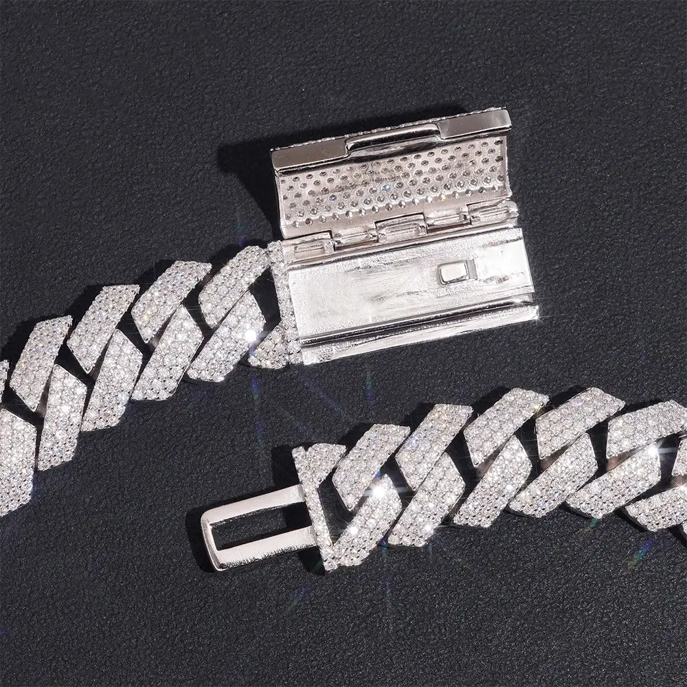 2026 New 15MM S925 Silver 3/4 Rows VVS Moissanite Cuban Chain