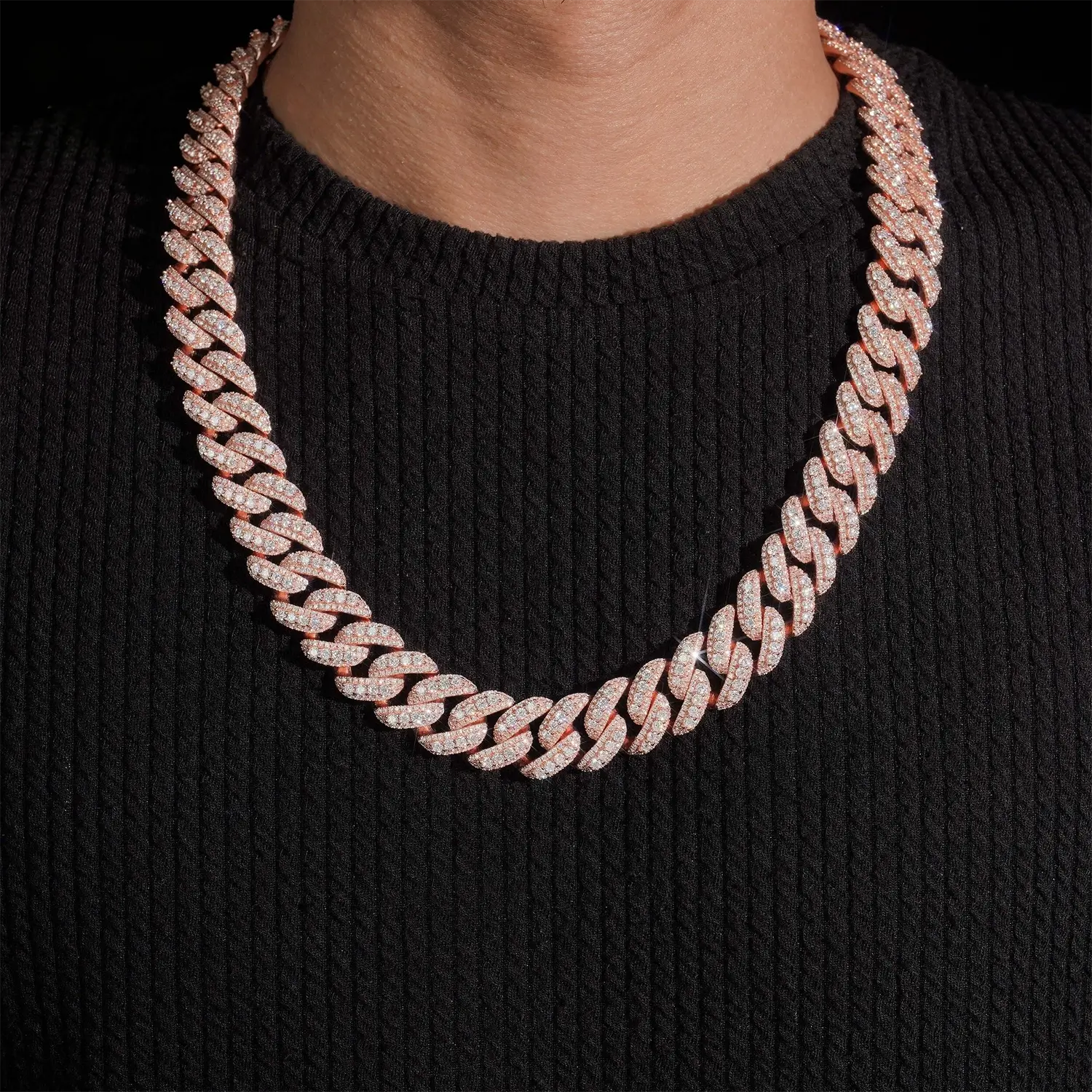 2026 New Raise Stone S925 Silver  VVS Moissanite Cuban Chain Necklace Main image